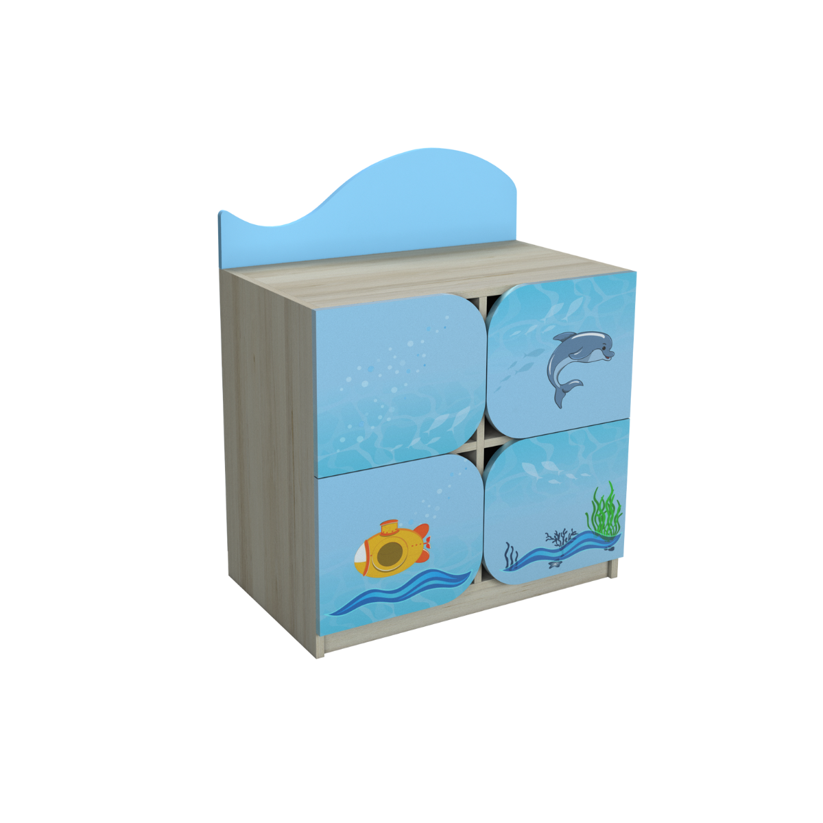 Закрита 4-дверна шафа "Морські пригоди" елемент №2 з фотодруком, матеріал корпусу - ЛДСП, для зберігання речей, АЛМАНТ, 702х400х740(940) мм.